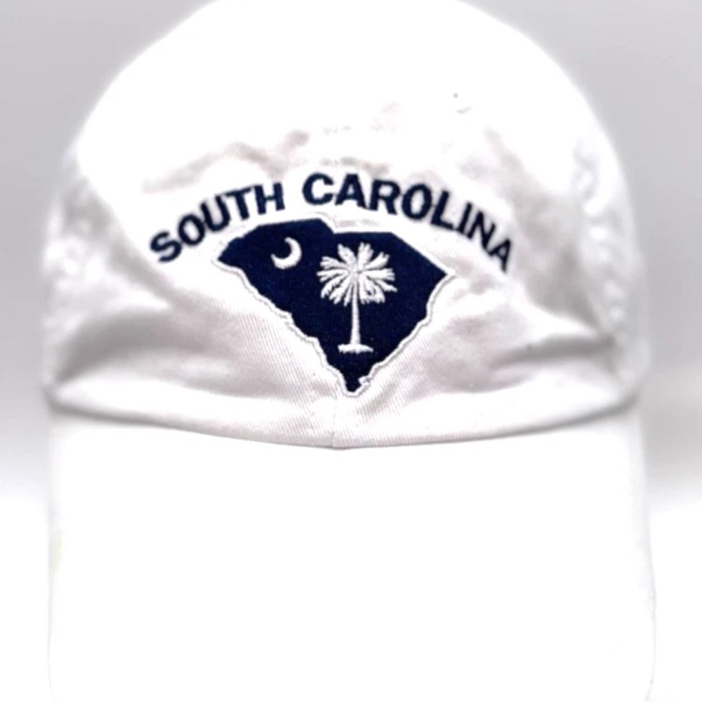 South Carolina Hat White Canvas Embroidered Flag Palmetto Tree Navy OSFA